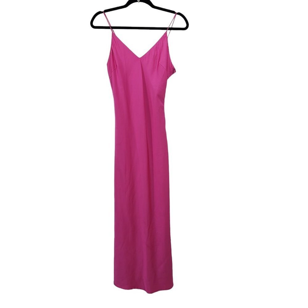 O.p.t. womens small pink Dona satin slip maxi dress polyester blend barbie